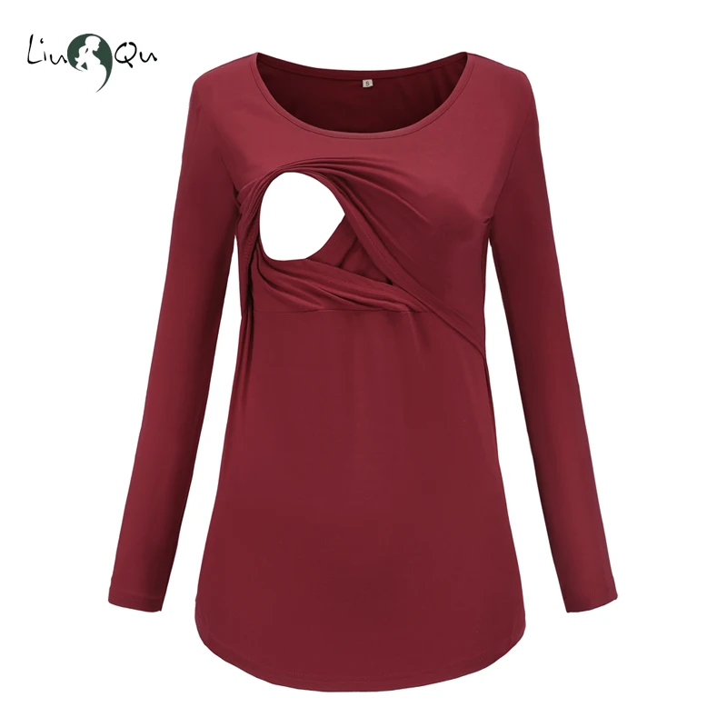 Женская одежда с длинным рукавом топы для грудного вскармливания блузки Одежда