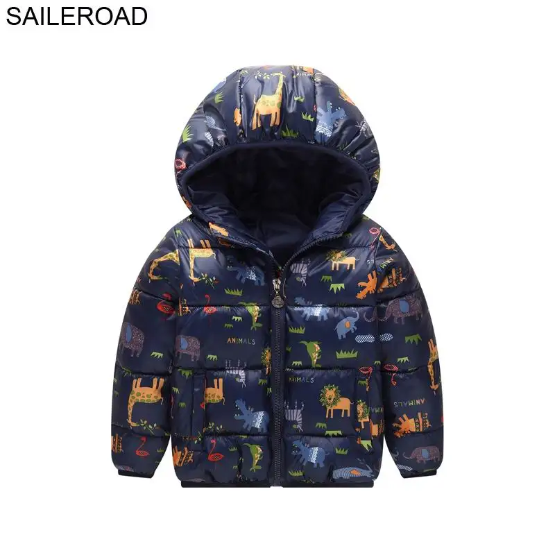 16006A 2 same photo SAILEROAD Динозавр Pattern Зимний Мальчик Куртка 2-7age Мальчики Парка Теплые Детские Пальто Пух Хлопка Мультфильм Животных Детская Одежда - Цвет: 16006A 2 same photo