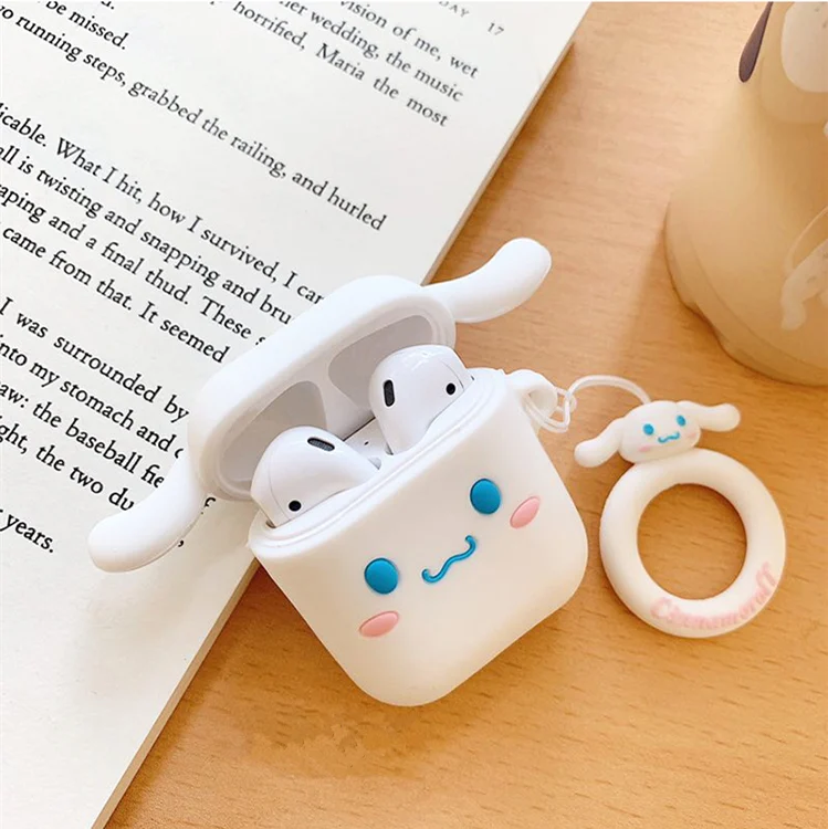 Чехол для AirPods с милым мультяшным пудингом и собачкой, чехол для наушников s для Airpods 2 Lovely Purin Puppy, защитный чехол с кольцом на палец