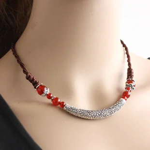 Ожерелье-чокер ручной работы из экзотического искусственного камня новое черное