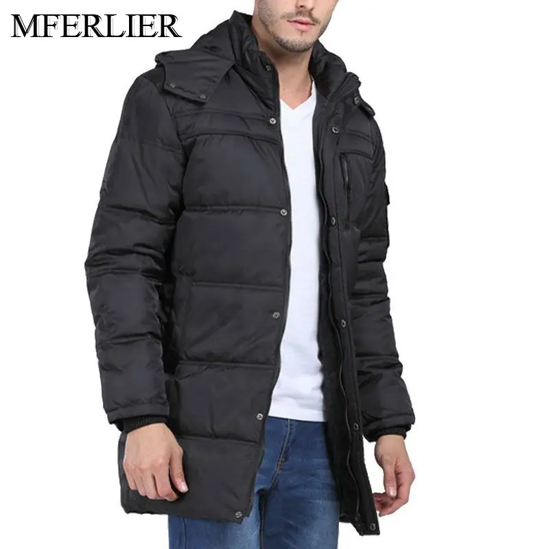 MFERLIER толстые теплые пуховики 6XL 7XL 8XL вес 155 кг Большие размеры с длинными рукавами Повседневные зимние пальто больших размеров