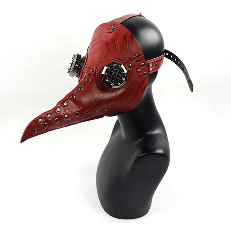 Красная кожа птица клюв Готический стимпанк маска Чумного доктора маски на