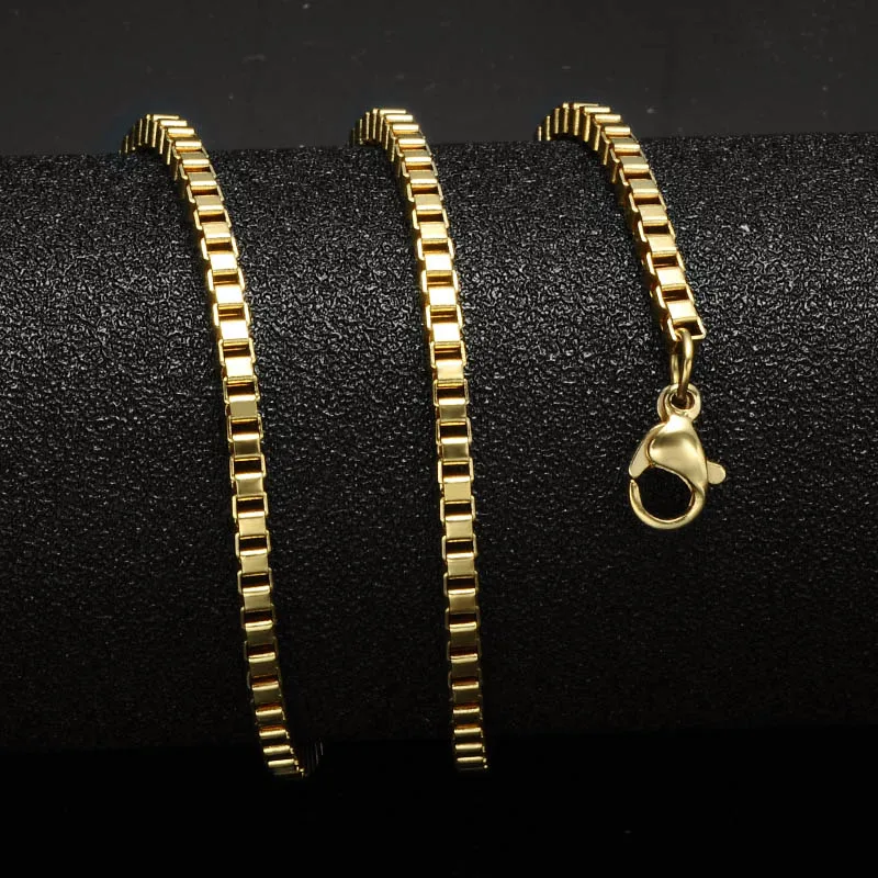 Gold Box Chain Хип 24 дюйма золото серебро Цвет Нержавеющая сталь кубинское звено цепочка на шею для мужчин ювелирные изделия змея/коробка/Висячие/панцирные/плоские/Твист цепи - Окраска металла: Gold Box Chain