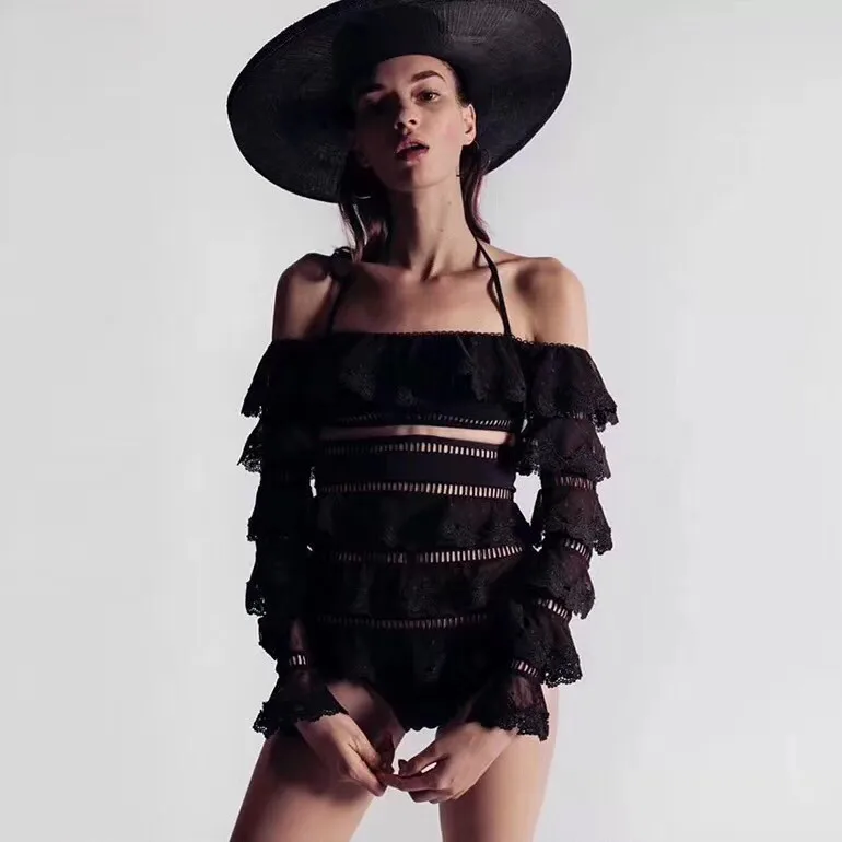 Женщины любят купальник боди Съемный Холтер ремень и вырез сзади кружева