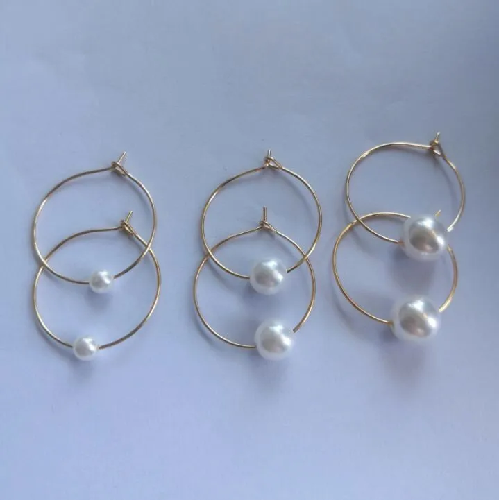 ea940 Wedding party Simple New Trendy alloy geometric Big circle imitation pearl earrings Female jewelry accessories | Украшения и