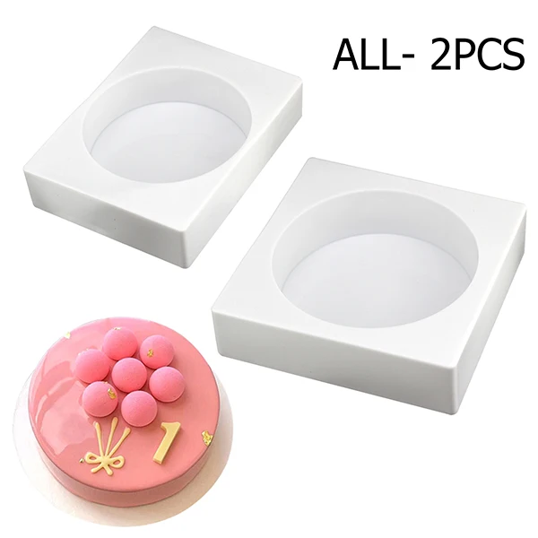 ALL-2PCS Формы для выпечки 2 стиля круглой формы силиконовые формы для торта 3D выпечки Desser мусс форма для торта - Цвет: ALL-2PCS