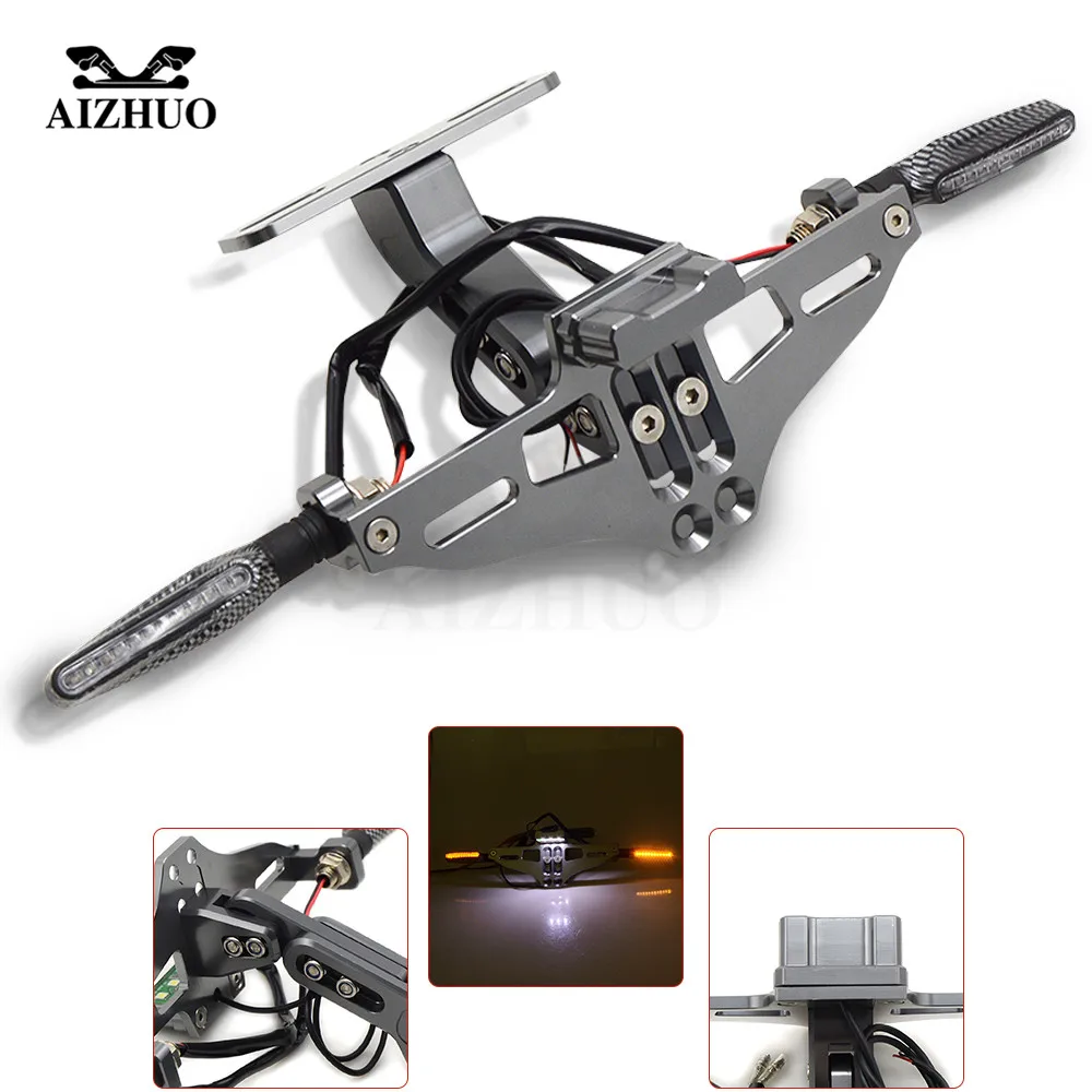 

Motorcycle Number License Plate Bracket Holder Signal Lights FOR yamaha mt 125 xt 600 aprilia rs 125 honda cb650f ltz 400 nc750x