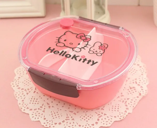 Милый котенок кошка микроволновая печь детей Bento Ланч-бокс. Герметичный беспорядок жестяное обеденное ведро. Beno коробка. Фрукты свежесть контейнер для еды столовая посуда