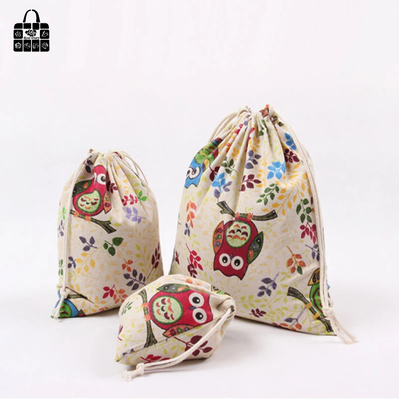 1 шт. Милый хлопковый тканевый мешок для сбора пыли с принтом совы дорожная сумка