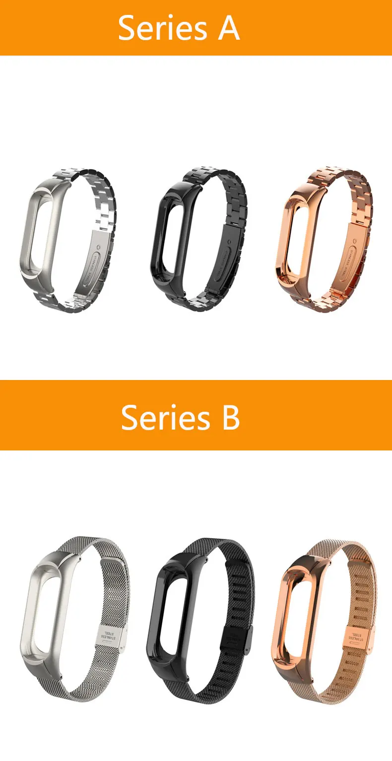 NIYOQUE, ремешок для Xiaomi Mi, 4, 3, ремешок, браслет для Xiaomi Mi, 4, 3, металлический, Безвинтовой, нержавеющая сталь, цветной