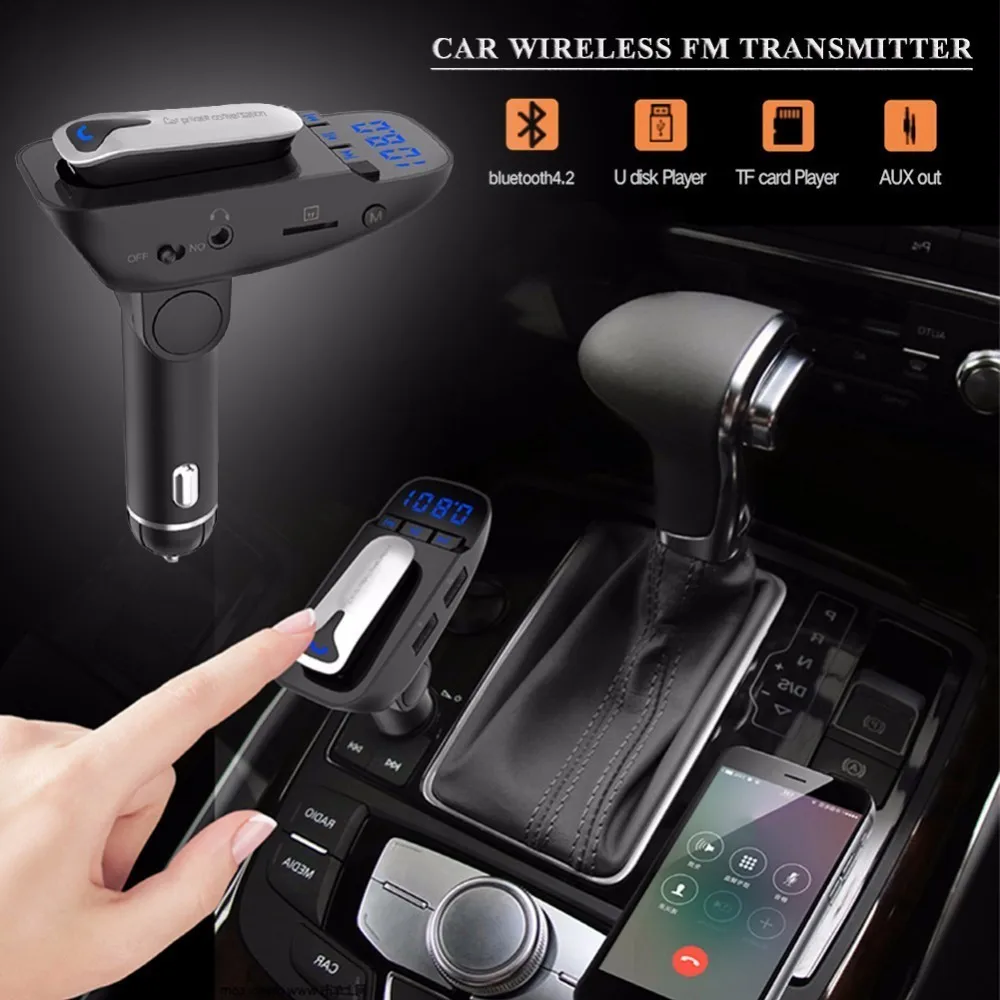Новый Bluetooth беспроводной FM передатчик автомобильный комплект USB Changer Поддержка TF