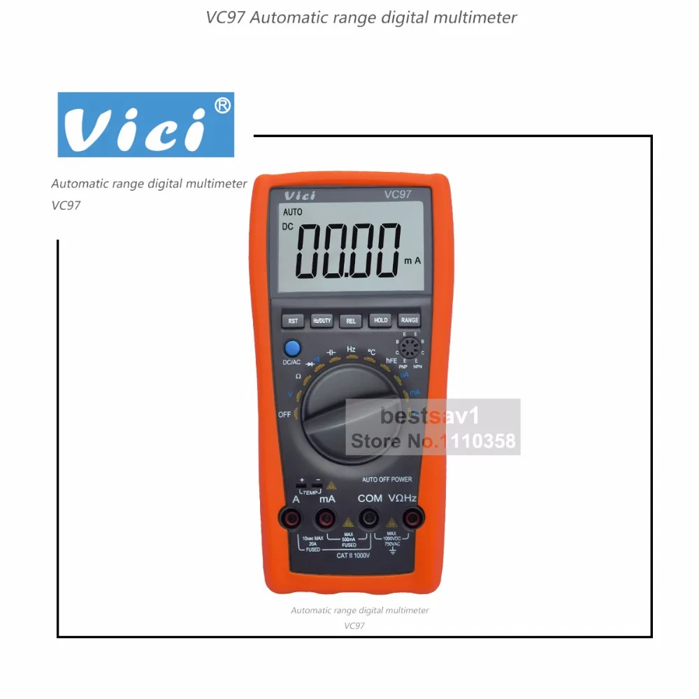 VC97 Авто Диапазон Цифровой мультиметр DMM AC DC v емкость Устойчив TEMP