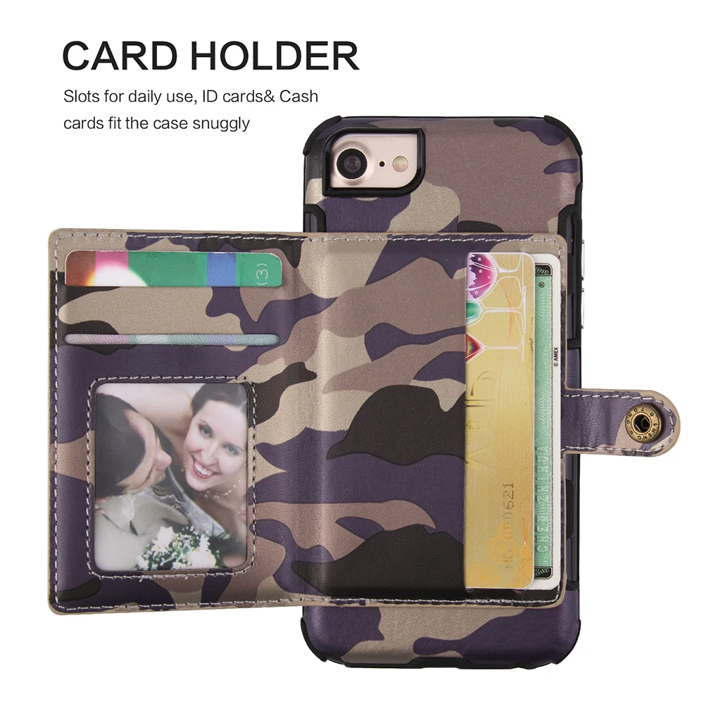 Чехол для телефона Amy Camo iphone XS Max XR 8 7 Plus кожаный чехол-кошелек чехлы 6 6s камуфляжный