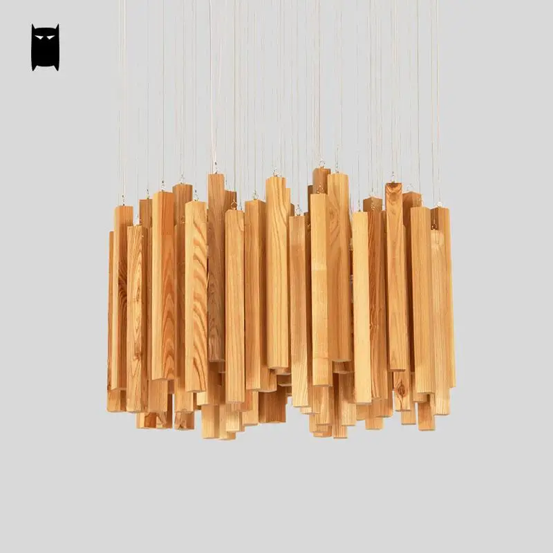 Подвесная Потолочная люстра из древесины дуба потолочный светильник в