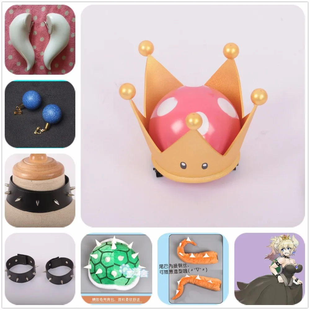 Серьги в виде короны Bowsette Kuppa Koopa Hime украшения шеи и хвоста для косплея|Аксессуары