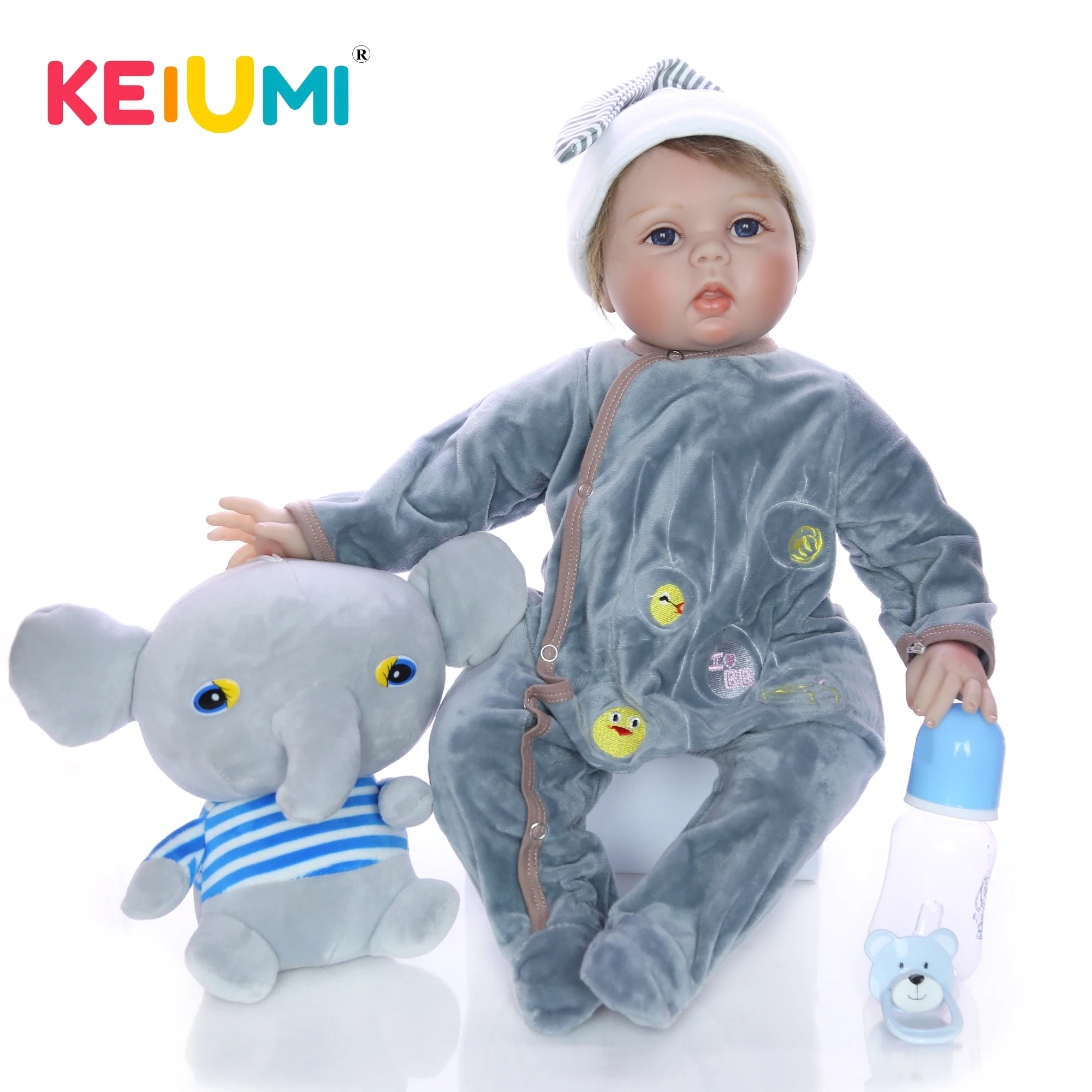 KEIUMI новый модный слон Reborn Menino 22 дюйма мягкая силиконовая кукла Baby 55 см