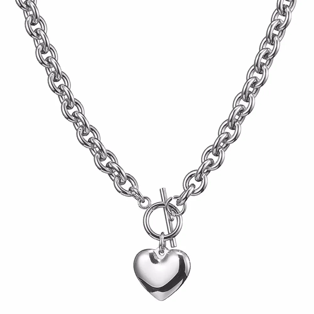 Серебряное Золото Цвет Гладкие сердца для Loveliness женщин 8 мм о звено цепи ожерелье