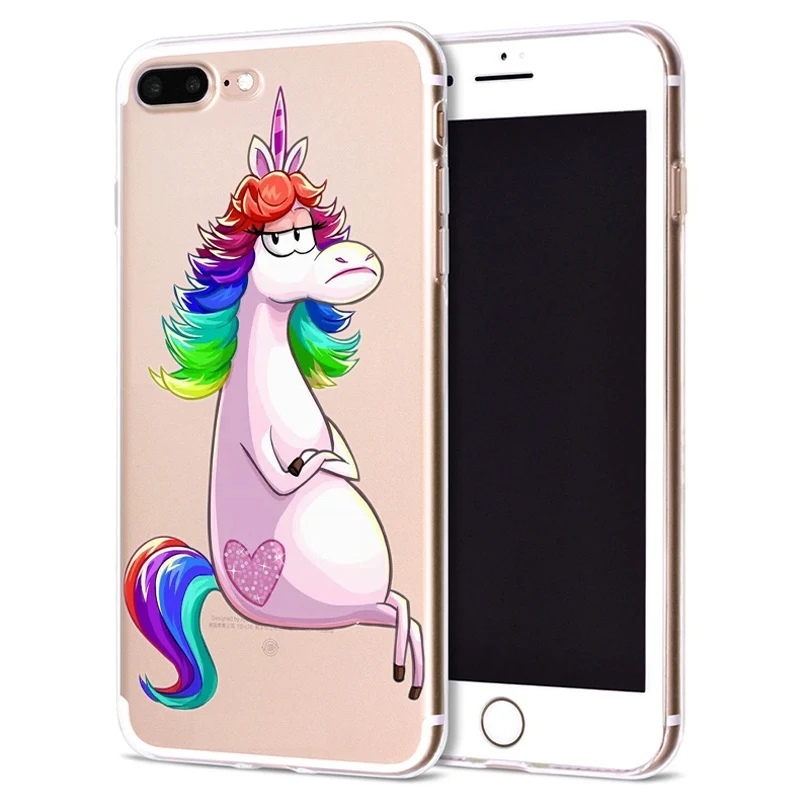 Чехол для Apple iPhone 6 6S 7 Plus X 10 милый Единорог Мягкий TPU чехол Оригинальный 8 B320 |