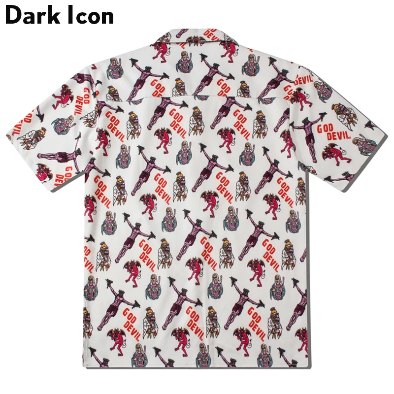 Dark Icon God Devil полная печать гавайская рубашка Мужская хип хоп Летняя Пляжная