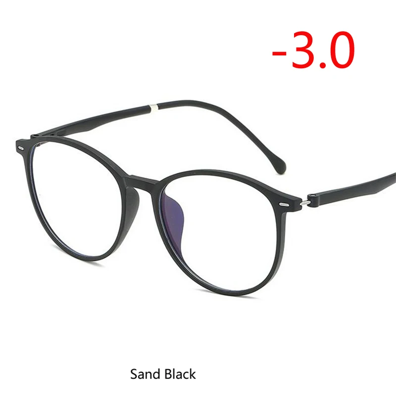 Myopia 300 Рецептурные-0,5-1,0-1,5-6,0 ретро овальные готовые очки для близорукости унисекс сверхлегкие близорукие очки - Цвет оправы: Myopia 300