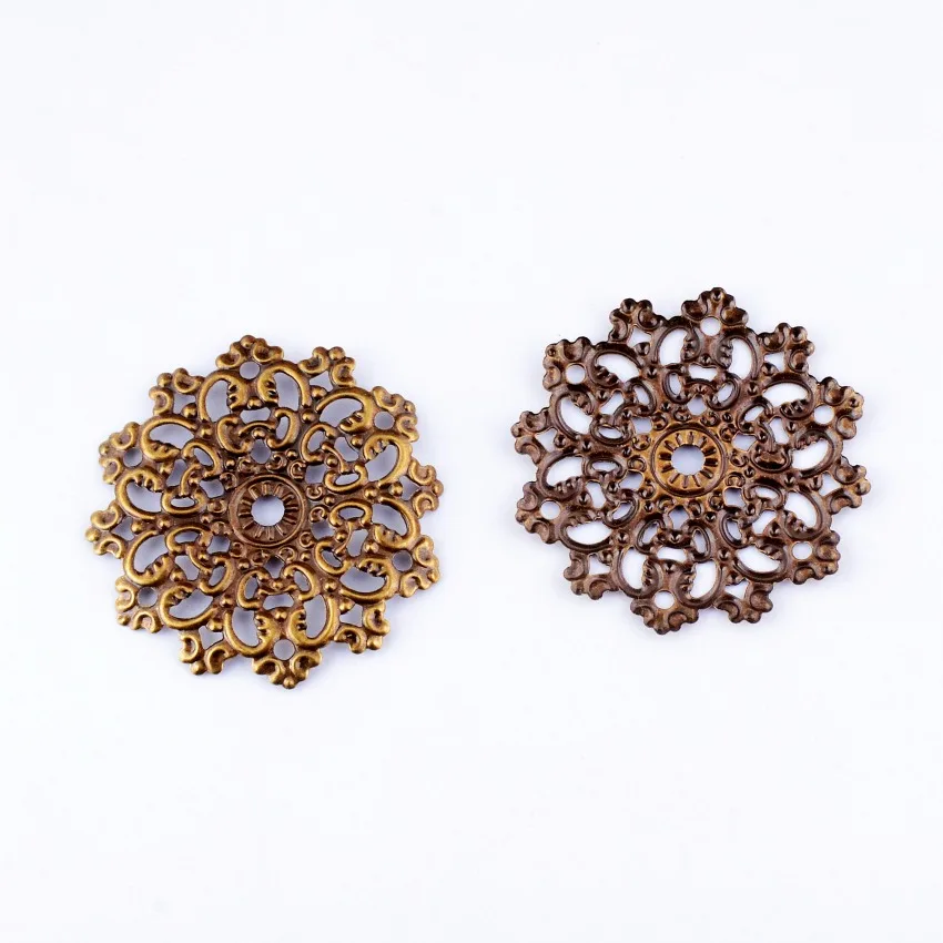 

Free shipping 20Pcs Antique Bronze Filigree Flower Wraps Connectors Metal Crafts Decoration DIY Findings 4.7x4.7cm F0307X2