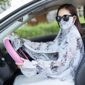 Женские солнцезащитные перчатки, шарф, солнцезащитные перчатки, анти-ультрафиолетовая маска для вождения, шарфы, 2 шт., удлиненная маска от солнца, рукав B9751