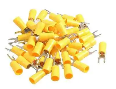 

500 Pcs SV5.5-4S AWG 12-10 Yellow Pre Insulated Fork Terminals Connector