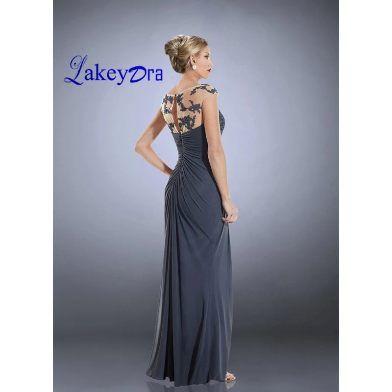 Lakeydra Серый шифон мать невесты платья для женщин без рукавов с вырезом лодочка
