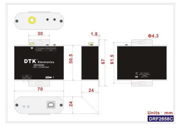 Беспроводной модуль USB для ZigBee(1,6 км передачи, чип CC2630, значительно превышает CC2530