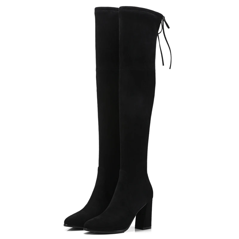 ANMAIRON Basic Slip On Over the Knee Winter Boots Women Thigh High Zapatos De Mujer Size 34 40 LY287|Ботфорты| |