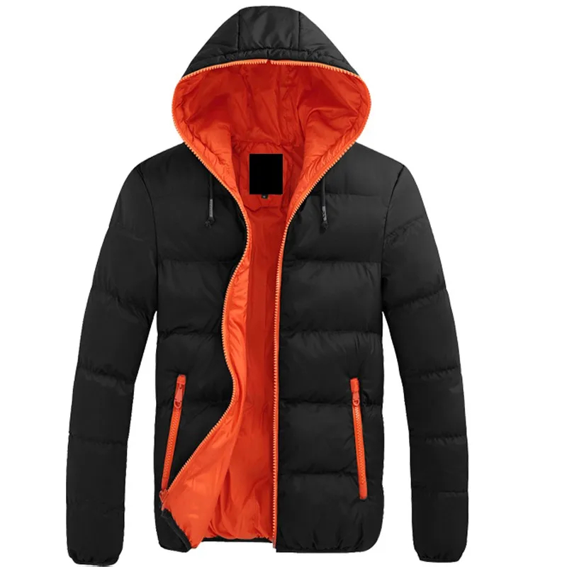 Мужская повседневная куртка с капюшоном толстая стеганая металлической молнией