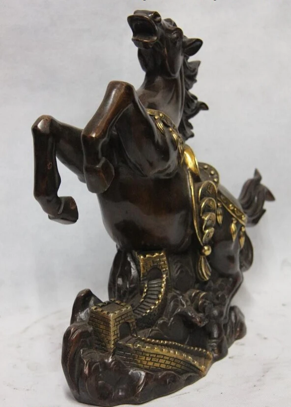 SCY Collectible bronze lion statue S1143 Chinese Copper Bronze Gold Feng Shui Great Wall Wealth Coin Horse Steed Statue B0403 | Дом и сад