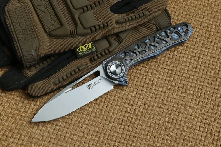 Яд гарпун Кевин Jhon M390 Flipper шарикоподшипник складной нож Титан Отдых Охота Открытый Ножи EDC инструмент - Цвет: Titanium