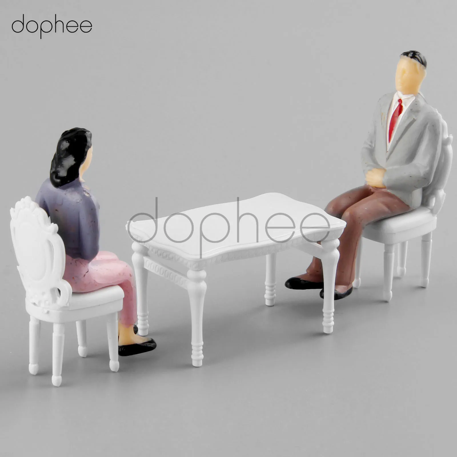 Dophee белый квадратный обеденный стол Набор стульев железнодорожная модель 1:25 Модель Строительный Комплект Моделирование