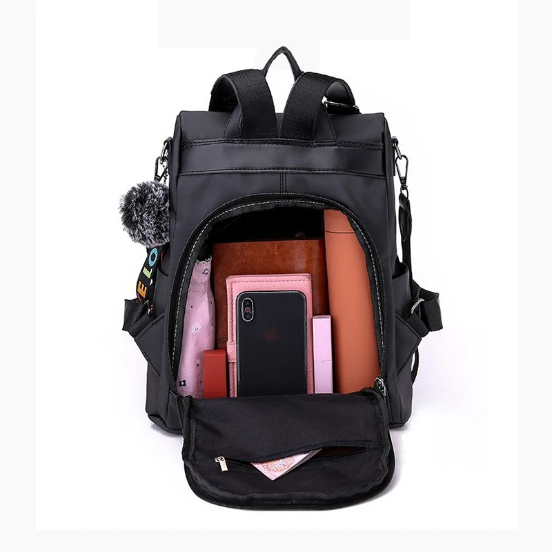 Female Casual Leather Backpack Women's A Bag Large Capacity Waterproof Teenage Girls Bags Minimalist Vintage Women Backpacks | Багаж и