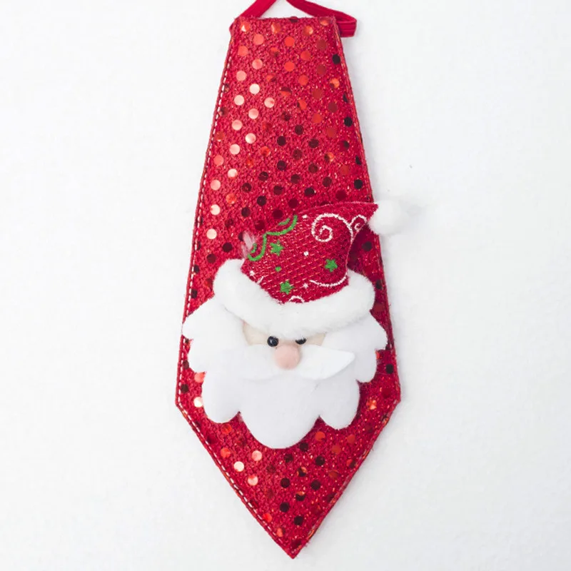 Рождество детей шеи галстук Санта Клаус Снеговик с пайетками украшения