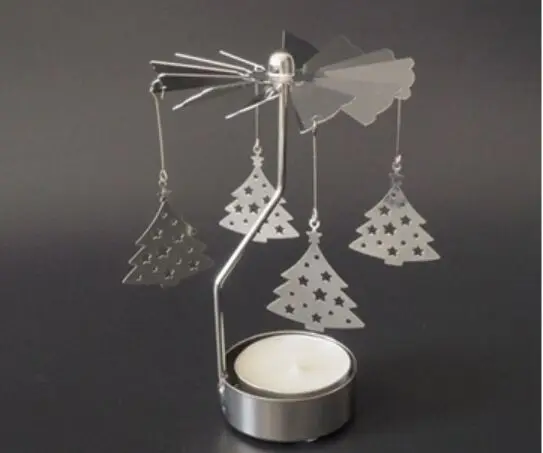 pine christmas tree Металлический подсвечник, вращающийся, Романтический, вращающийся, вращающийся, карусель, чайный светильник, подсвечник, Рождественский олень, светильник, домашний, вечерние, Декор - Цвет: pine christmas tree