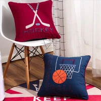 48x48cm square cotton cloth basketball hockey embroidered cushion car home sofa seat boy children room throw pillow