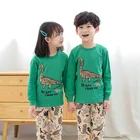 2021 зимняя детская пижама с длинным рукавом и мультяшным динозавром для мальчиков, детская 100% Хлопковая пижама, ночной костюм, одежда для сна для маленьких девочек, пижамы