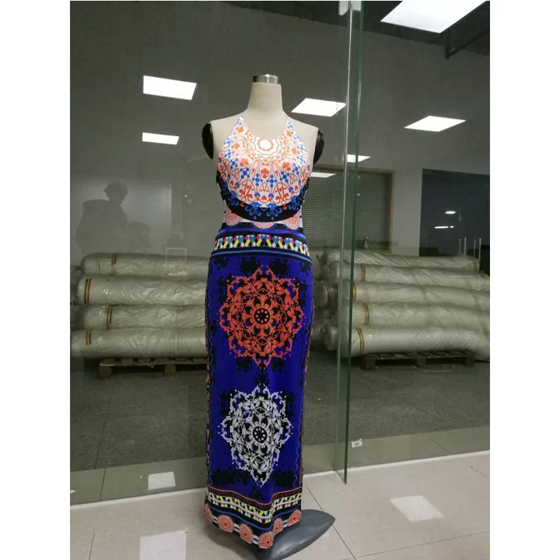 Новый bodycon платья для женщин лето бинты Макси 2017 синий с плеча цветы hollow назад