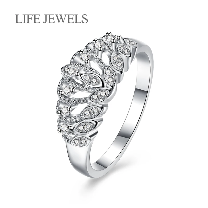 Оригинальные кольца в виде короны из стерлингового серебра 100% пробы с фианитами