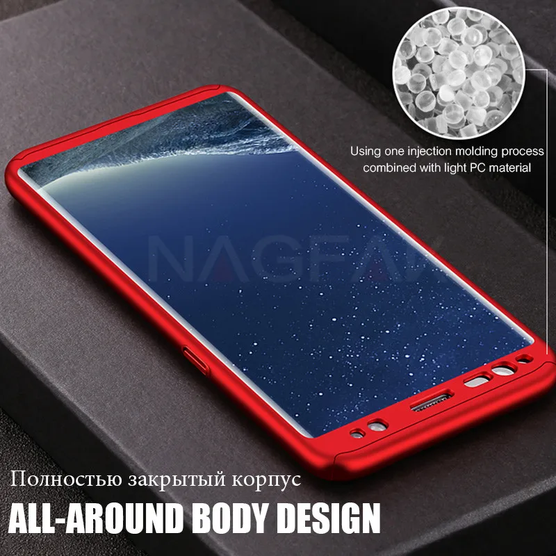 NAGFAK 360 Full Cover Phone Case For Samsung Galaxy S9 S8 Plus Note 9 8 PC Protective S7 Edge With Glass |