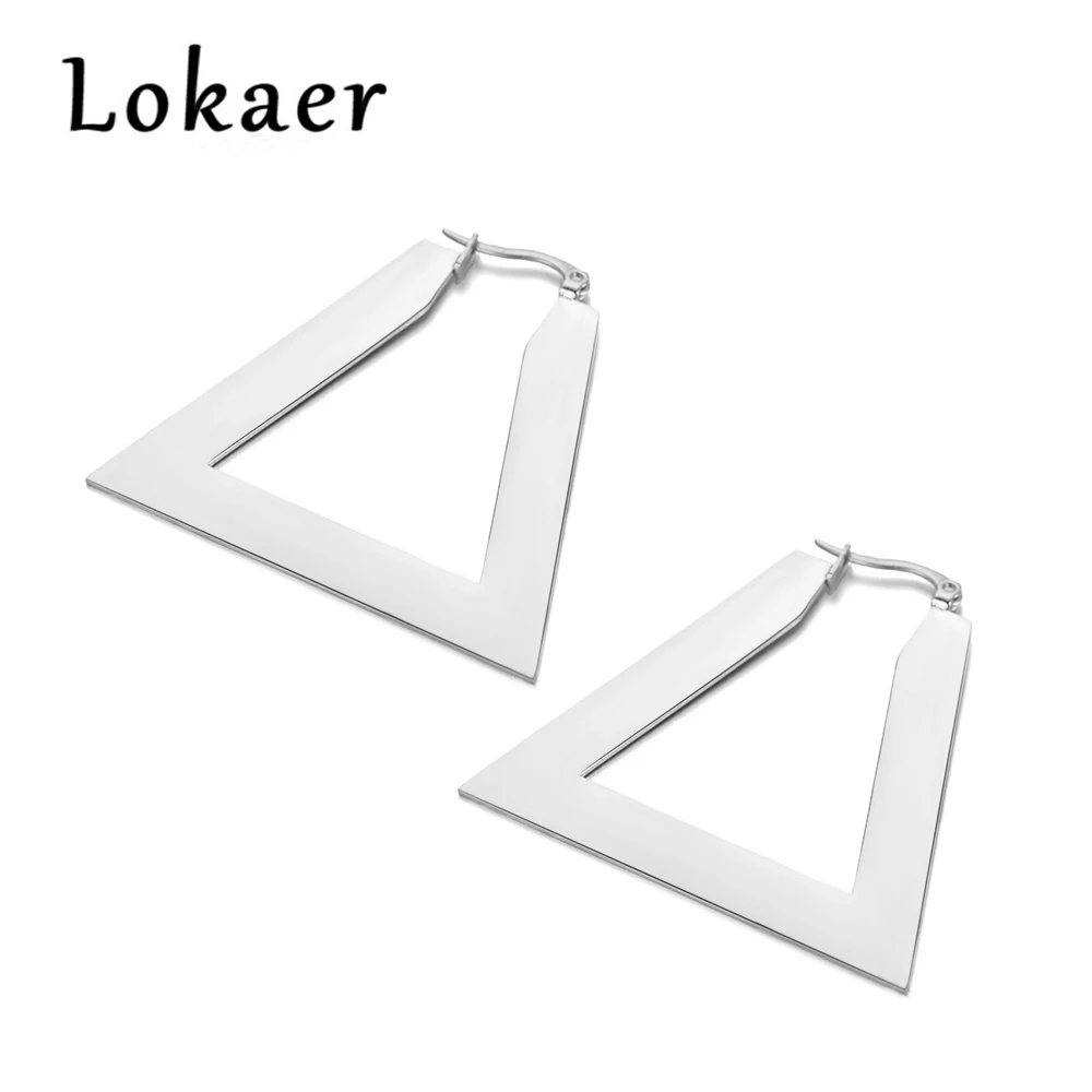 Silver Lokaer треугольные трапециевидные Pendientes Mujer Moda серьги золотого цвета из нержавеющей стали в стиле панк E18066 - Окраска металла: Silver