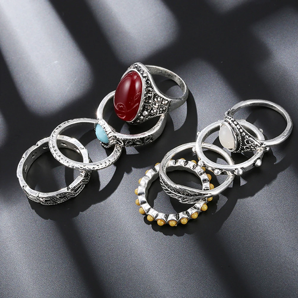 8 шт. женское и мужское античное кольцо в индийском стиле набор готическое панк