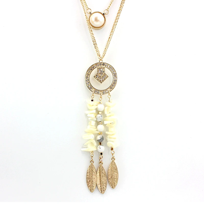 Подвеска с кисточками и кристаллами многослойное ожерелье искусственным