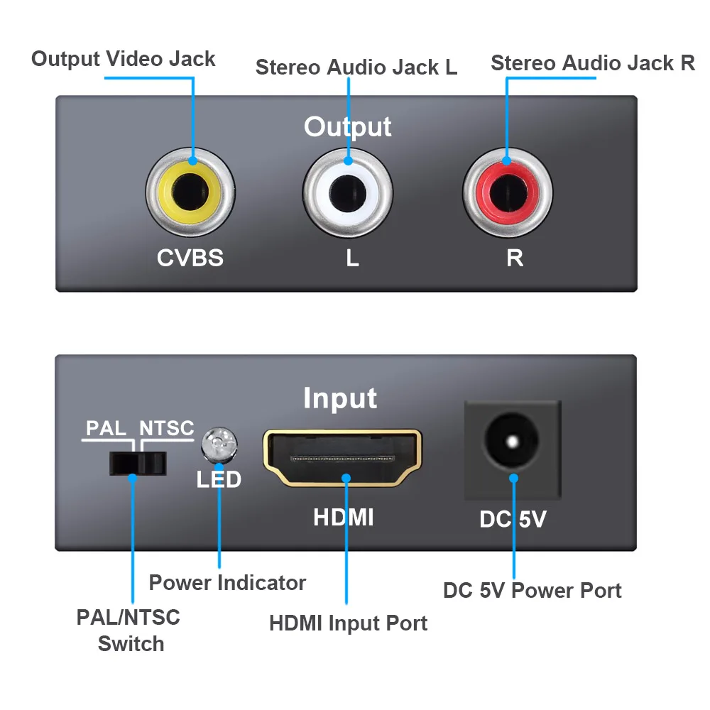 HDMI в AV/RCA CVBS конвертер 1080P аудио цифро-аналоговый преобразователь металлический