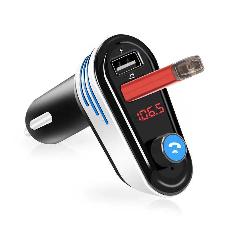 JaJaBor Bluetooth Car Kit Handsfree Calling FM Transmitter Wireless A2DP Noise Reduction MP3 Player with LED Lighting Circle | Автомобили
