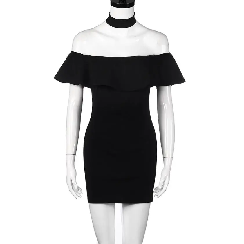 womail 2019 Hotselling dress Women Sexy Summer Off Shoulder Lotus Leaf Mini Dress vestidos | Женская одежда