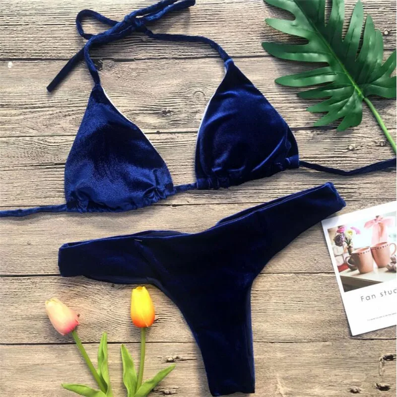 Золотое бархатное микро бикини, пуш-ап купальник, шнуровка, купальник для женщин, Mayo Biquini Banador mujer Maillot de bain Stroj Trikini
