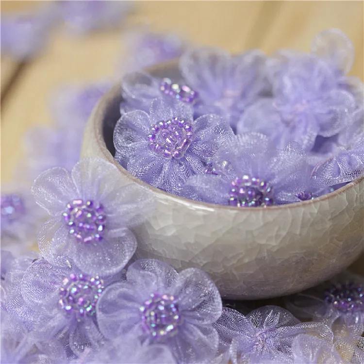 40 шт./лот аксессуары для одежды маленькие цветы аппликация Снежная пряжа бусины